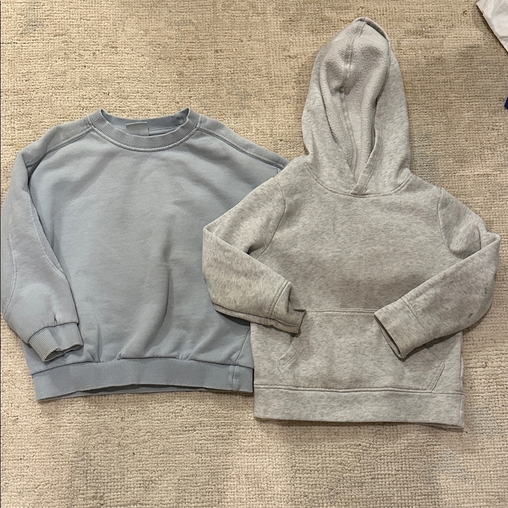 Zara Kids' Light Blue and Gray Sweatshirt & Hoodie Set